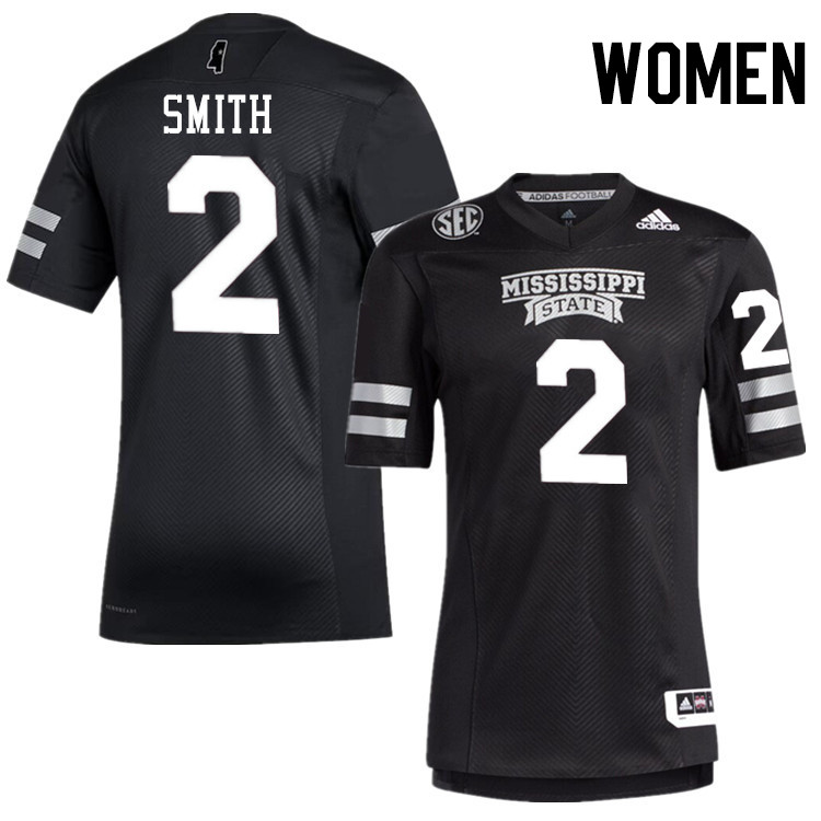 Women #2 Isaac Smith Mississippi State Bulldogs College Football Jerseys Stitched-Black